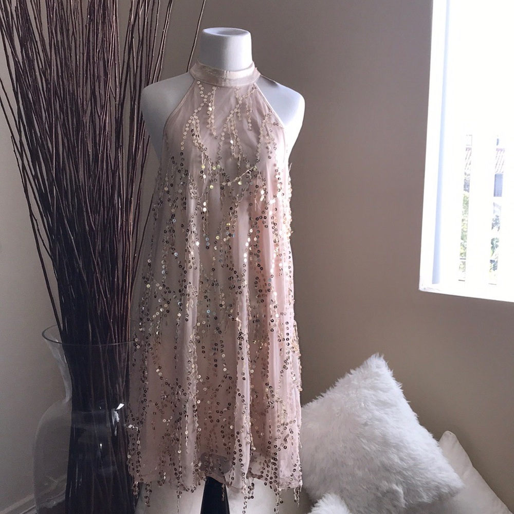 Gold Sequenced Shift Dress